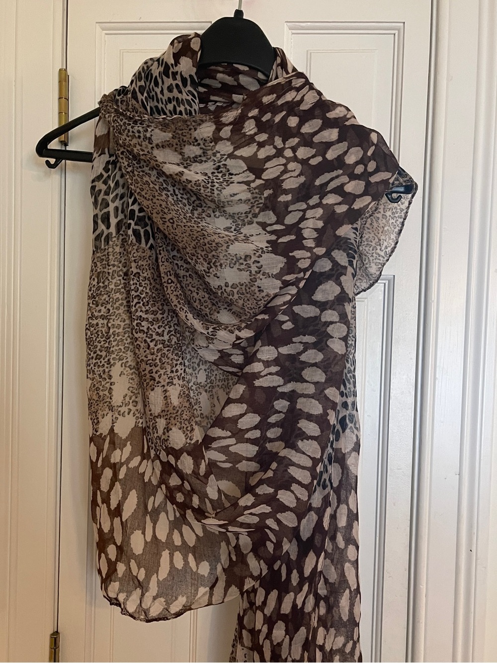 Brown Animal-Print Sheer Scarf - Unbranded